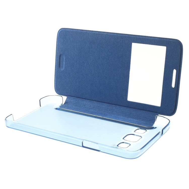 For Samsung Galaxy A3 SM-A300F View Window Leather Shell - Blue-8