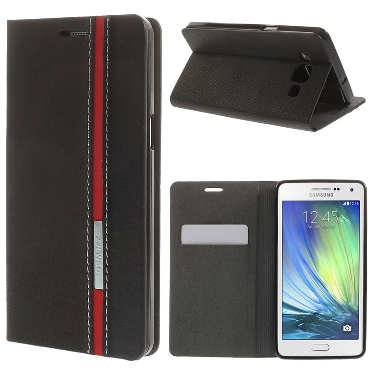 Contrast Color Leather Card Holder Case for Samsung Galaxy A5 SM-A500F - Black-1