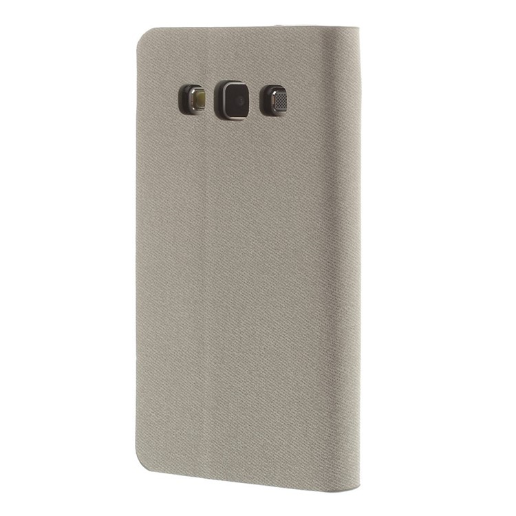 Contrast Color Leather Card Holder Cover for Samsung Galaxy A3 A300F w/ Stand - Grey-2