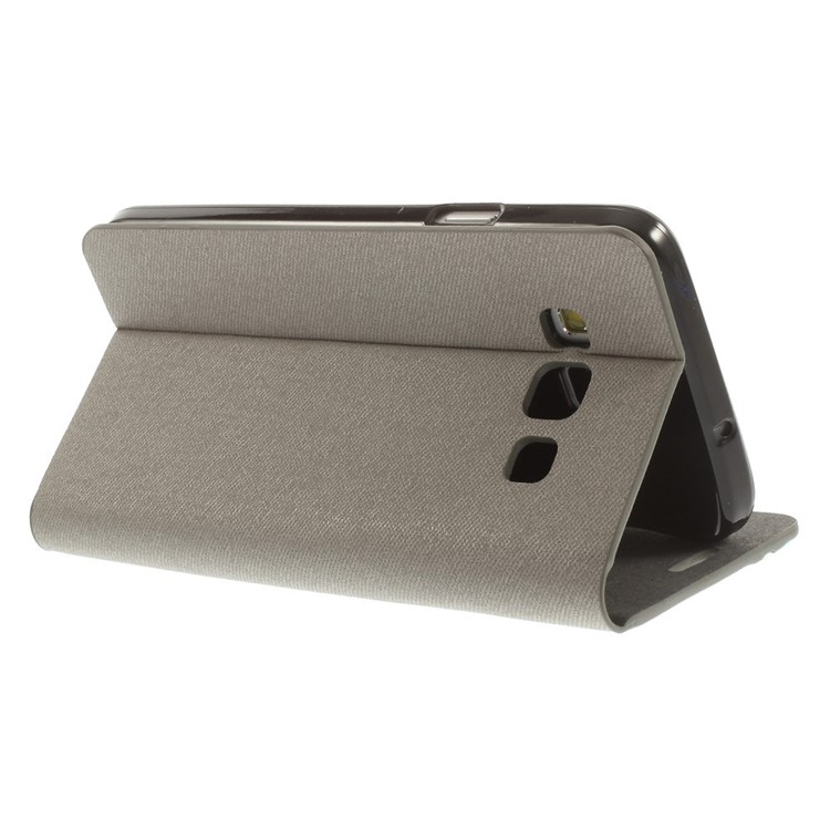 Contrast Color Leather Card Holder Cover for Samsung Galaxy A3 A300F w/ Stand - Grey-5