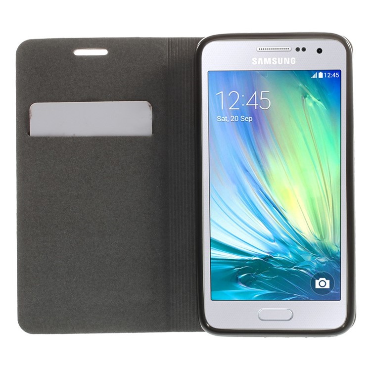 Contrast Color Leather Card Holder Cover for Samsung Galaxy A3 A300F w/ Stand - Grey-6