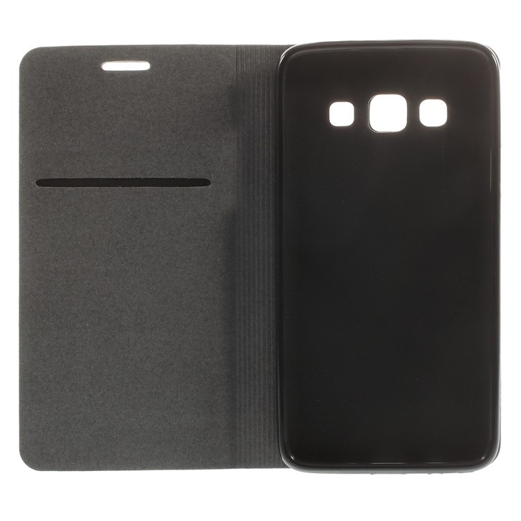 Contrast Color Leather Card Holder Cover for Samsung Galaxy A3 A300F w/ Stand - Grey-7