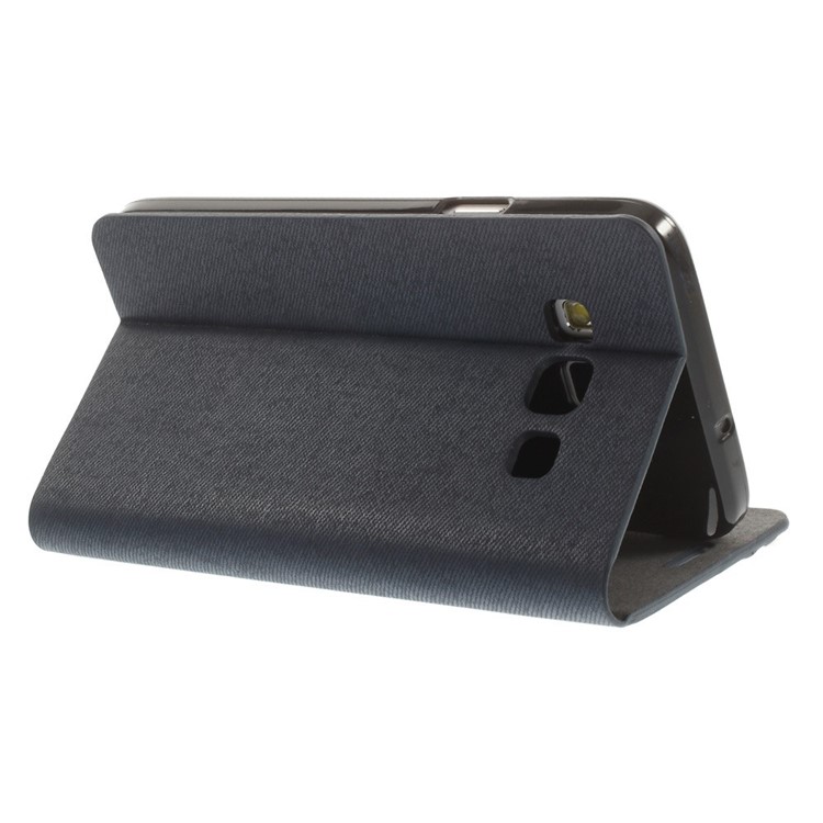 Contrast Color Leather Stand Case for Samsung Galaxy A3 A300F w/ Card Slot - Blue-5