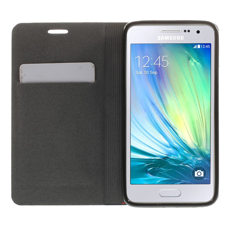 Contrast Color Leather Stand Case for Samsung Galaxy A3 A300F w/ Card Slot - Blue-6