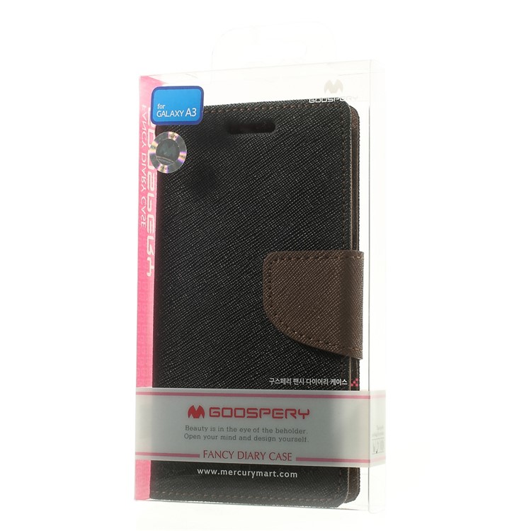 Mercury GOOSPERY Fancy Diary Wallet Leather Cover for Samsung Galaxy A3 SM-A300F - Brown / Black-11