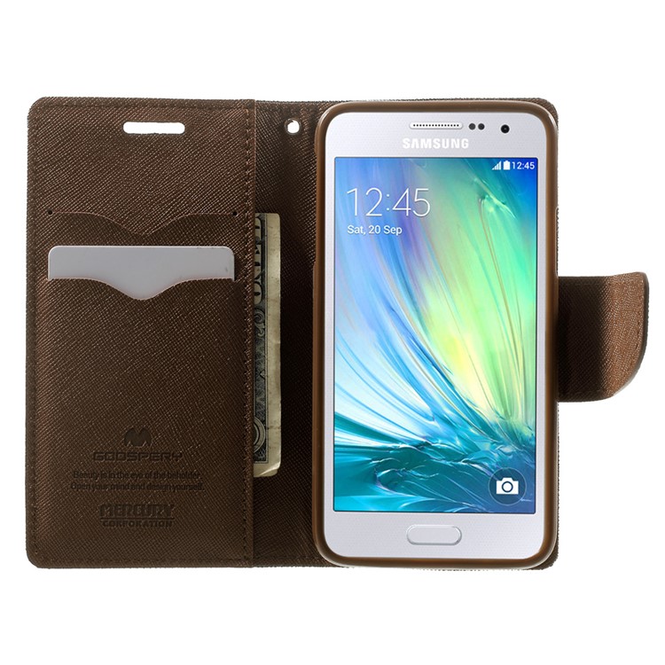 Mercury GOOSPERY Fancy Diary Wallet Leather Cover for Samsung Galaxy A3 SM-A300F - Brown / Black-5