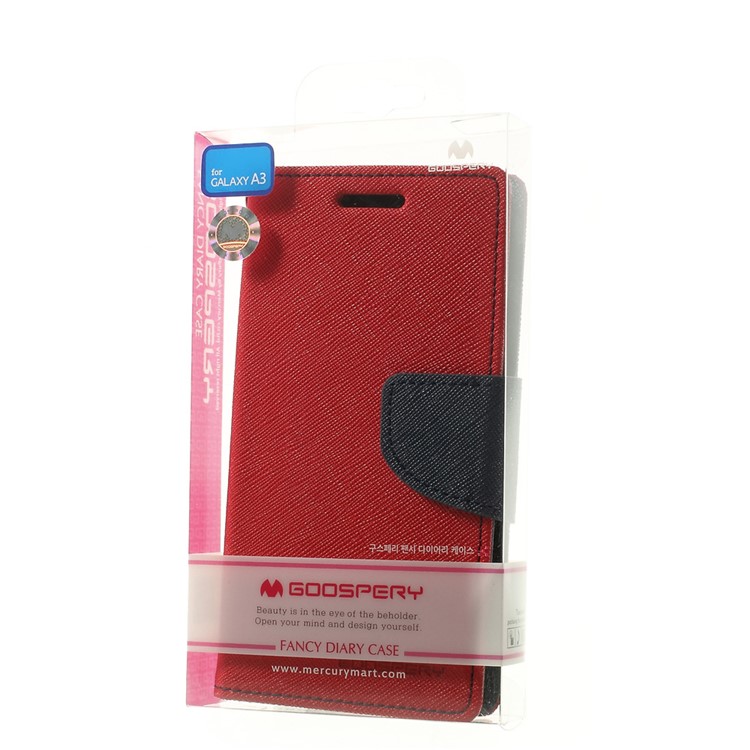 Mercury GOOSPERY Fancy Diary Stand Wallet Leather Shell for Samsung Galaxy A3 SM-A300F - Red-11