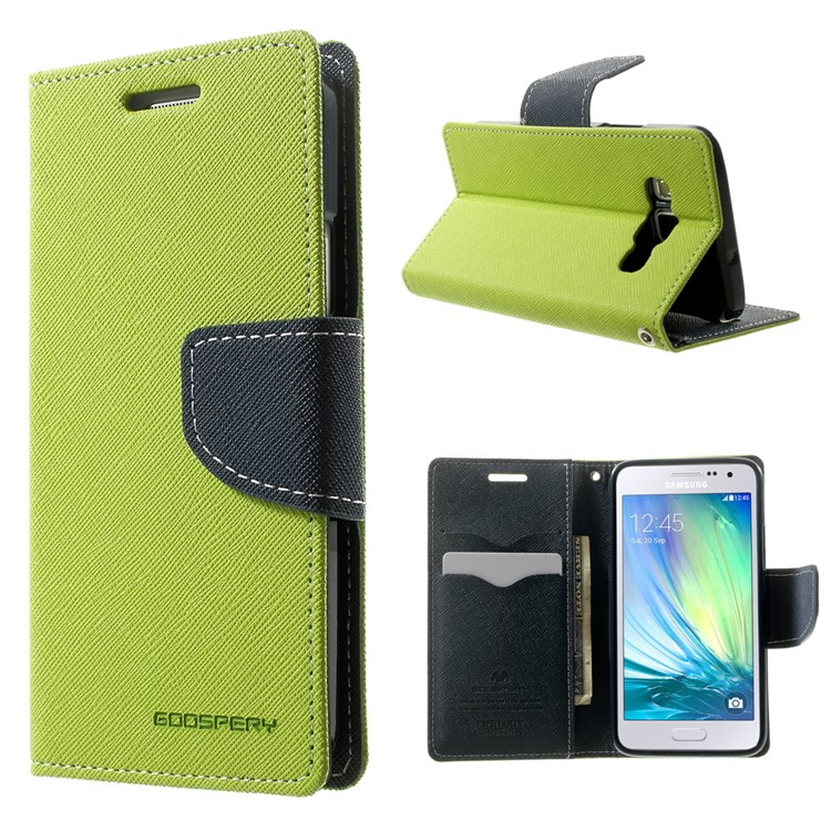 Mercury GOOSPERY Fancy Diary Leather Bracket Case for Samsung Galaxy A3 SM-A300F - Green-1