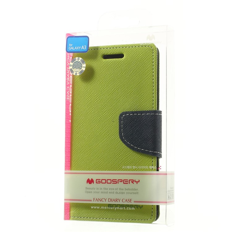 Mercury GOOSPERY Fancy Diary Leather Bracket Case for Samsung Galaxy A3 SM-A300F - Green-10