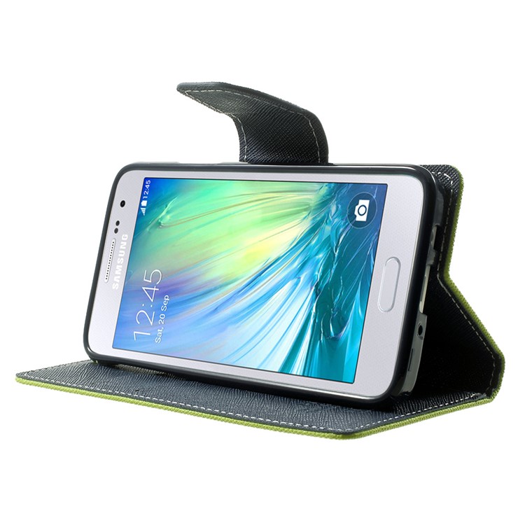 Mercury GOOSPERY Fancy Diary Leather Bracket Case for Samsung Galaxy A3 SM-A300F - Green-3