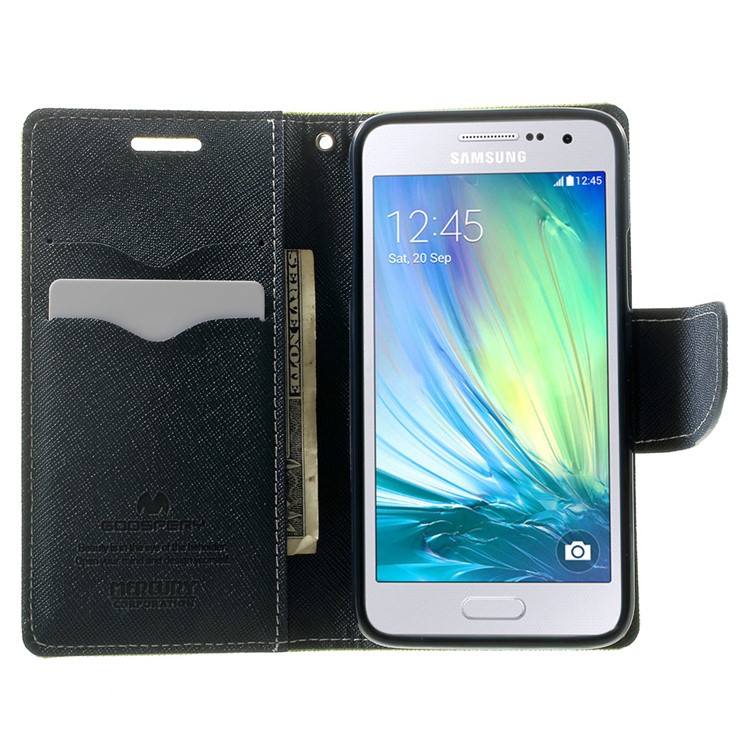 Mercury GOOSPERY Fancy Diary Leather Bracket Case for Samsung Galaxy A3 SM-A300F - Green-5
