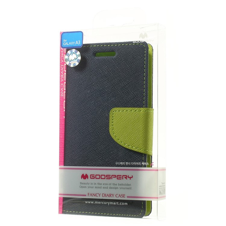 Mercury GOOSPERY for Samsung Galaxy A3 SM-A300F Fancy Diary Wallet Leather Stand Cover - Blue-11