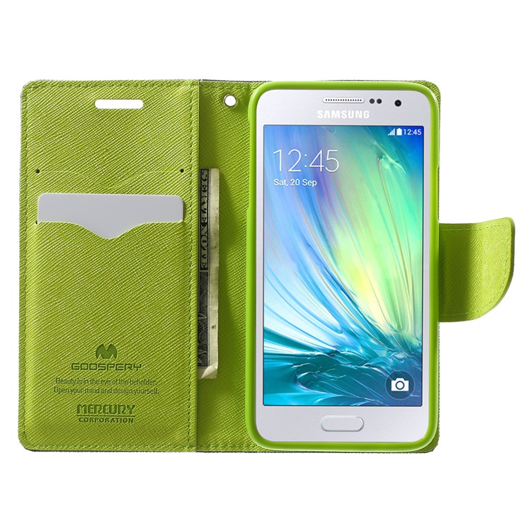 Mercury GOOSPERY for Samsung Galaxy A3 SM-A300F Fancy Diary Wallet Leather Stand Cover - Blue-5