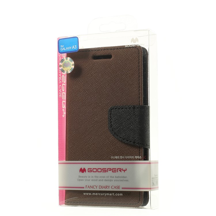 Mercury GOOSPERY Fancy Diary Leather Cover Wallet for Samsung Galaxy A3 SM-A300F - Brown-11