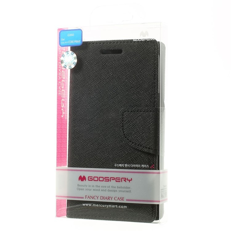 Mercury GOOSPERY Fancy Diary Leather Wallet Cover for Samsung Galaxy Core Prime SM-G360 - Black-10