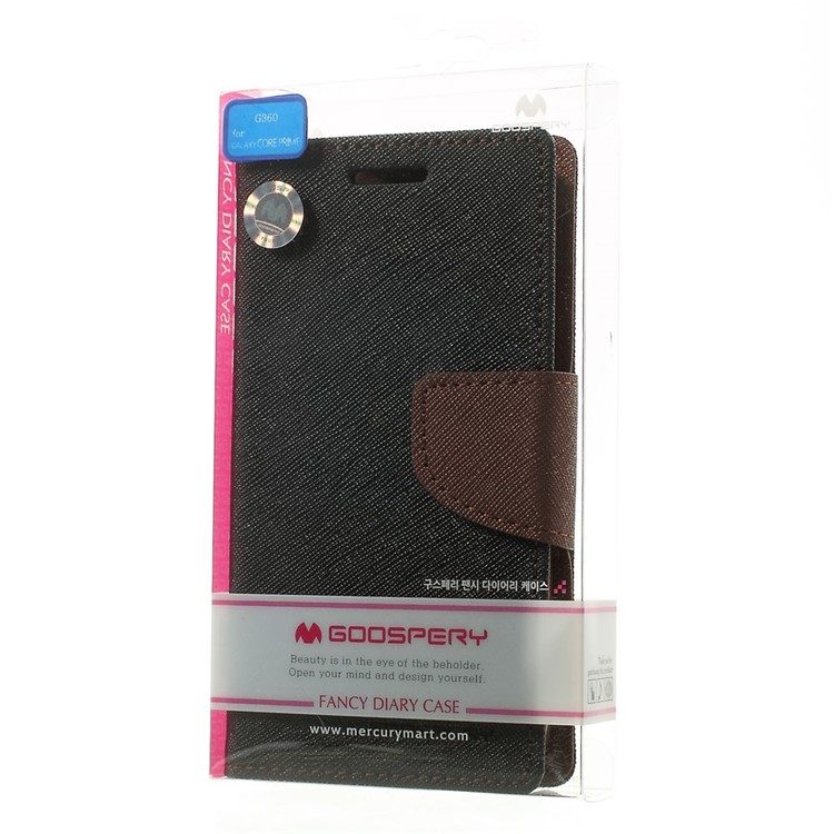 Mercury GOOSPERY Fancy Diary Leather Wallet Cover for Samsung Galaxy Core Prime SM-G360 - Brown / Black-10