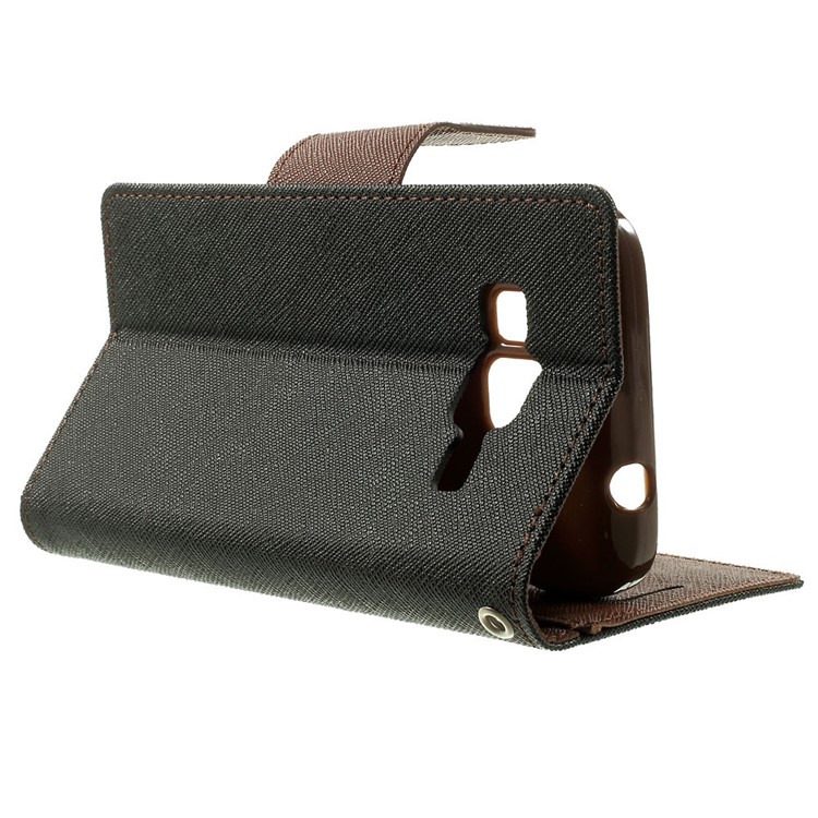 Mercury GOOSPERY Fancy Diary Leather Wallet Cover for Samsung Galaxy Core Prime SM-G360 - Brown / Black-3
