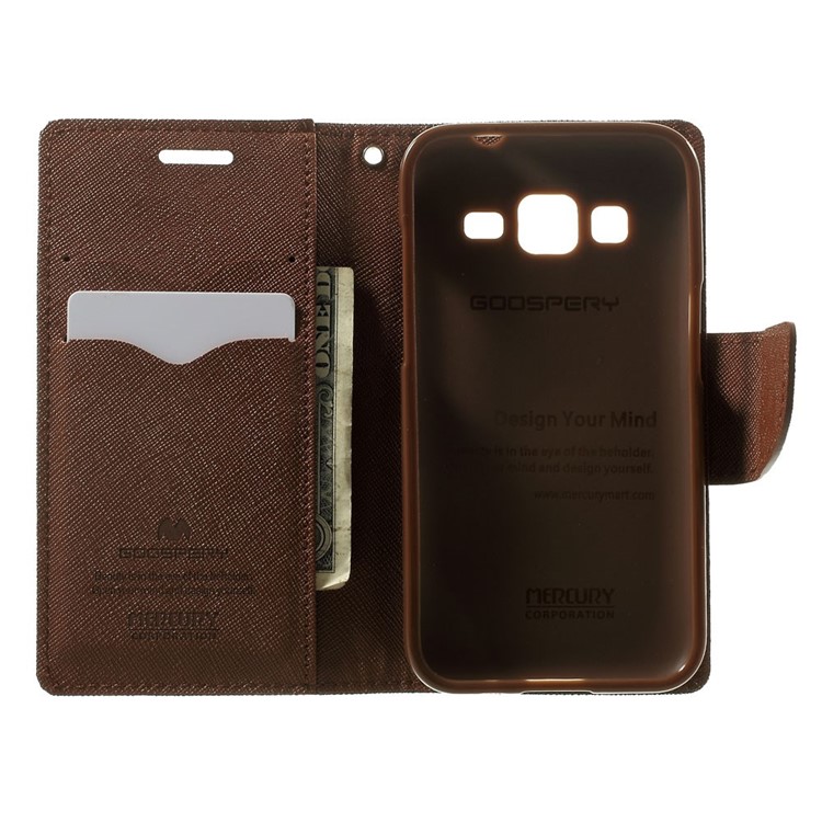 Mercury GOOSPERY Fancy Diary Leather Wallet Cover for Samsung Galaxy Core Prime SM-G360 - Brown / Black-4
