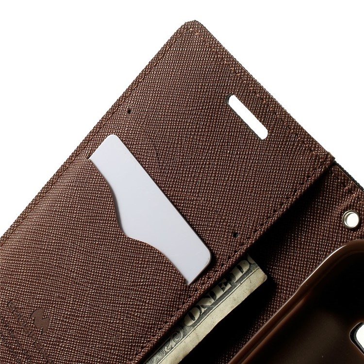 Mercury GOOSPERY Fancy Diary Leather Wallet Cover for Samsung Galaxy Core Prime SM-G360 - Brown / Black-5