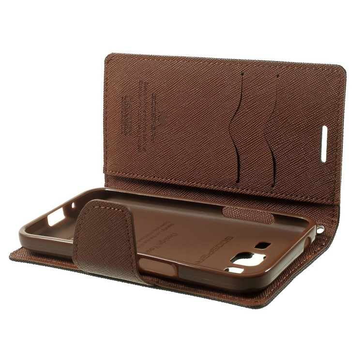 Mercury GOOSPERY Fancy Diary Leather Wallet Cover for Samsung Galaxy Core Prime SM-G360 - Brown / Black-9