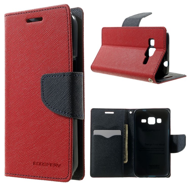 Mercury GOOSPERY Fancy Diary Leather Wallet Cover for Samsung Galaxy Core Prime SM-G360 - Red-1