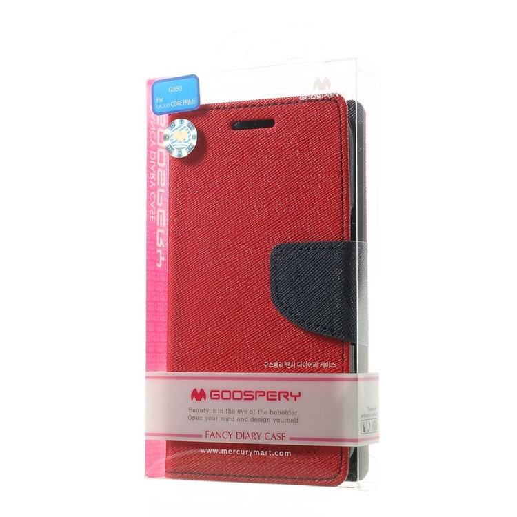 Mercury GOOSPERY Fancy Diary Leather Wallet Cover for Samsung Galaxy Core Prime SM-G360 - Red-10