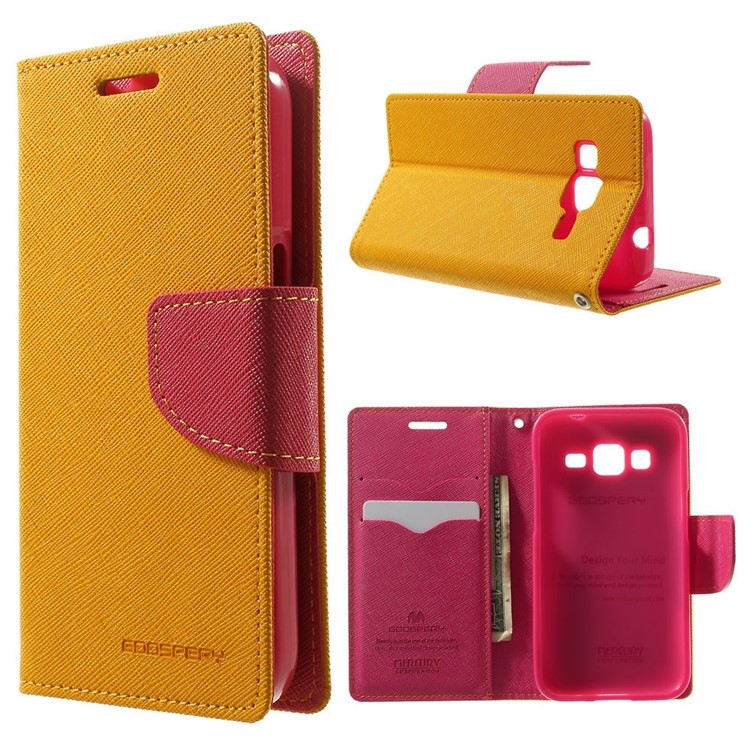 Mercury GOOSPERY Fancy Diary Leather Wallet Case for Samsung Galaxy Core Prime SM-G360 - Orange-1