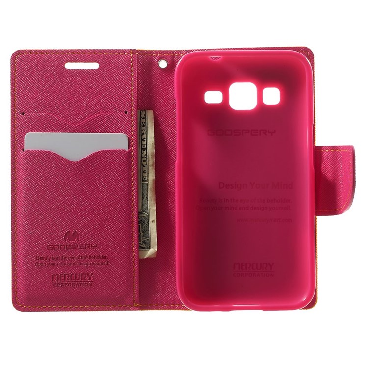 Mercury GOOSPERY Fancy Diary Leather Wallet Case for Samsung Galaxy Core Prime SM-G360 - Orange-4