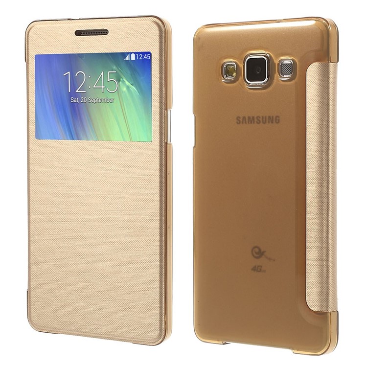 View Window Folio Leather Cover for Samsung Galaxy A5 SM-A500F - Gold-1