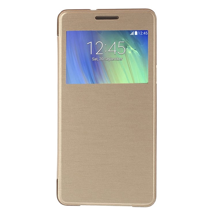 View Window Folio Leather Cover for Samsung Galaxy A5 SM-A500F - Gold-2
