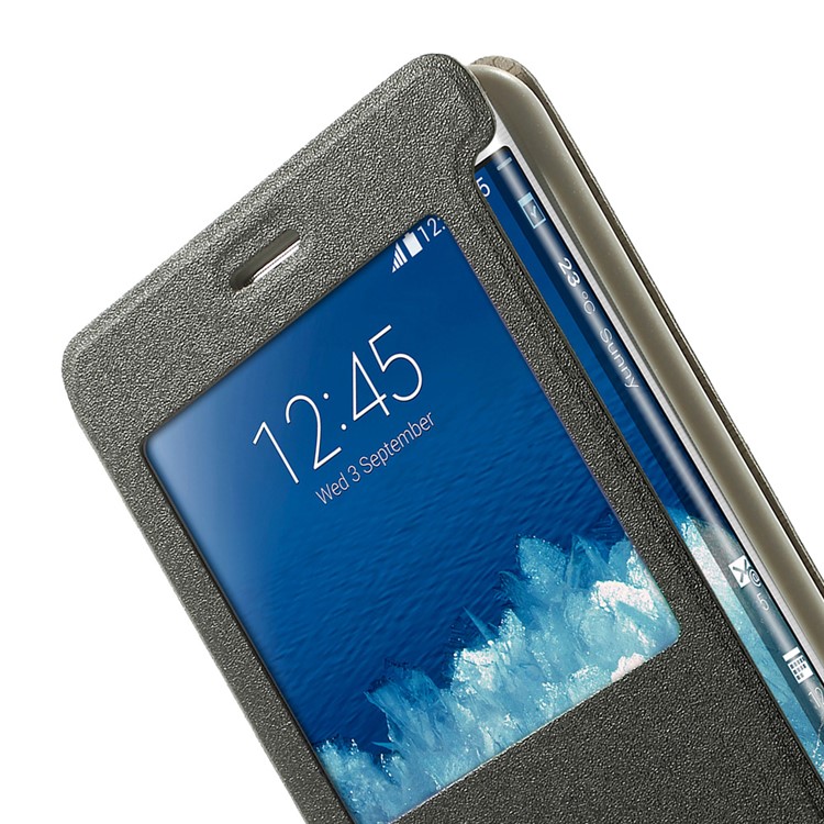 Window View Leather Case for Samsung Galaxy Note Edge SM-N915A SM-N915V - Black-8