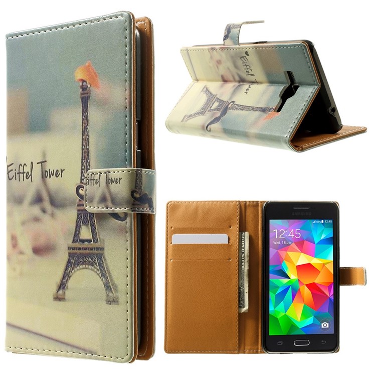 

Folio Stand Wallet Leather Skin Case for Samsung Galaxy Grand Prime SM-G530H - Eiffel Tower