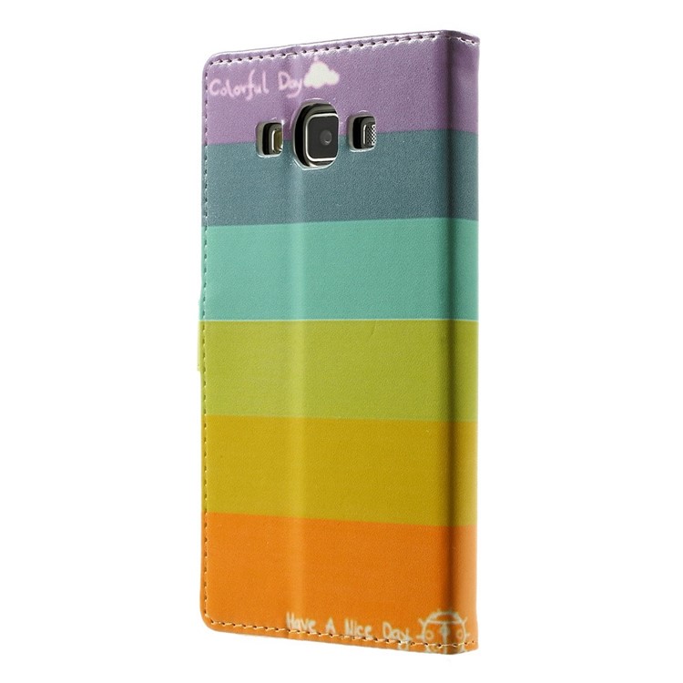 Colorized Stripes Leather Stand Case Shell for Samsung Galaxy A5 SM-A500F-2