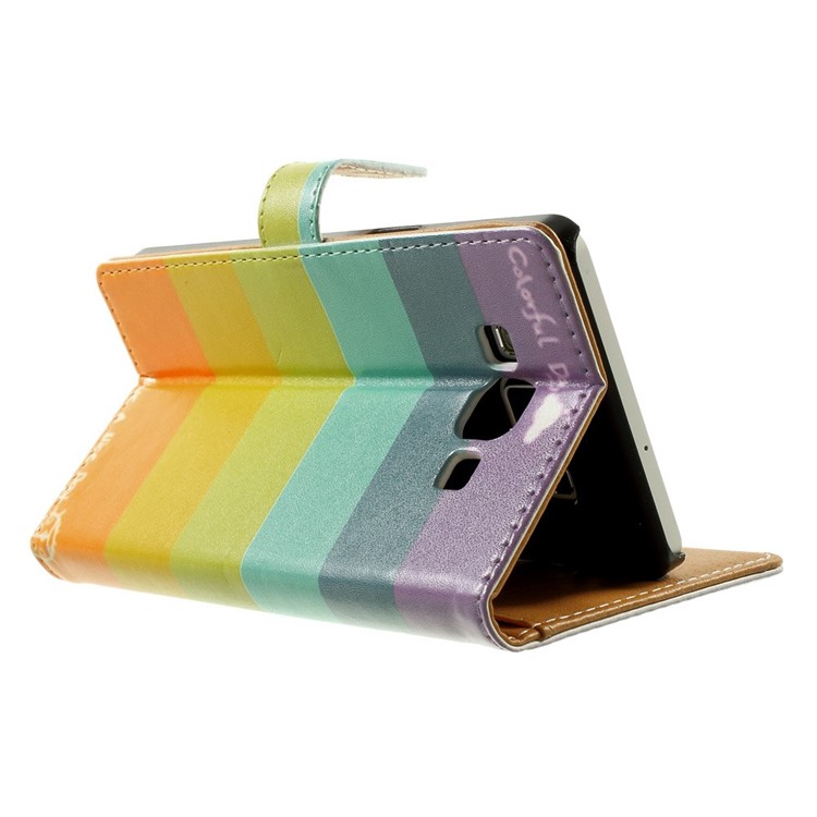 Colorized Stripes Leather Stand Case Shell for Samsung Galaxy A5 SM-A500F-4