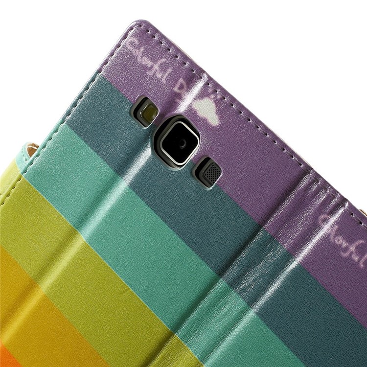 Colorized Stripes Leather Stand Case Shell for Samsung Galaxy A5 SM-A500F-8