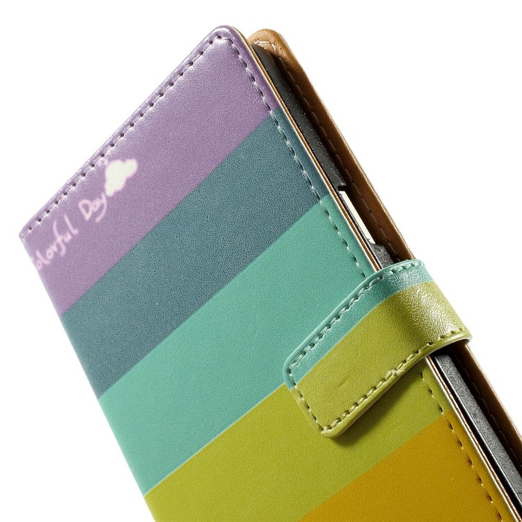 Colorized Stripes Leather Stand Case Shell for Samsung Galaxy A5 SM-A500F-9