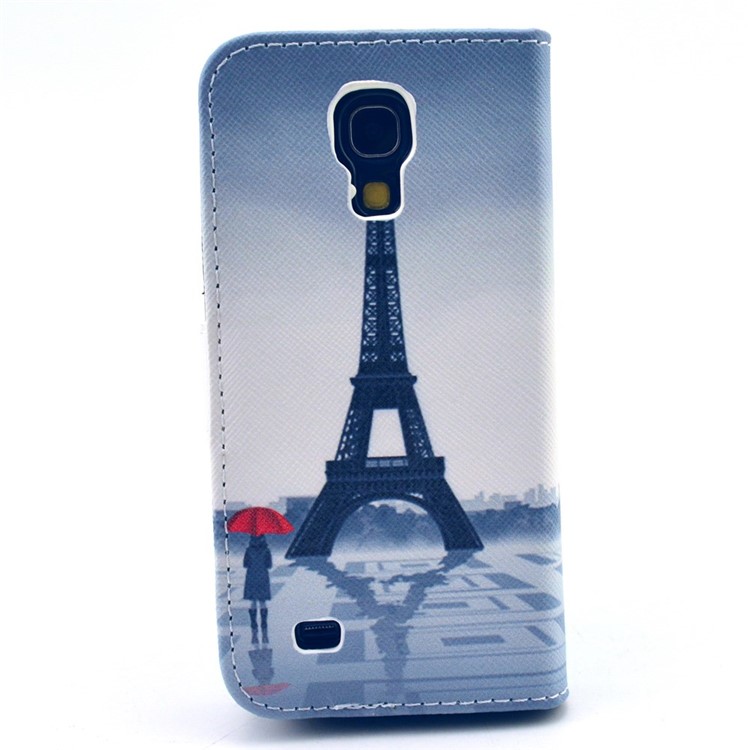Eiffel Tower & Girl with Red Umbrella Pattern Magnetic Leather Case for Samsung Galaxy S4 mini I9190 w/ Stand & Card Slots-2