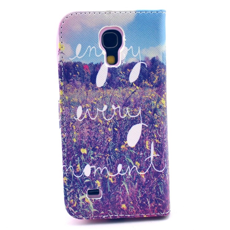 Flowers & Quote Pattern Flip Leather Wallet Stand Case Cover for Samsung Galaxy S4 mini-2