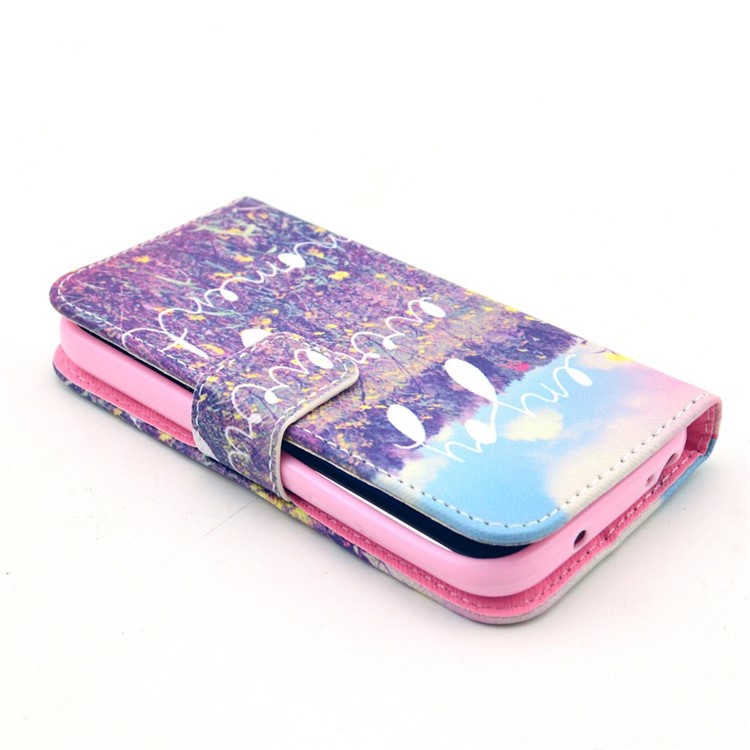 Flowers & Quote Pattern Flip Leather Wallet Stand Case Cover for Samsung Galaxy S4 mini-3
