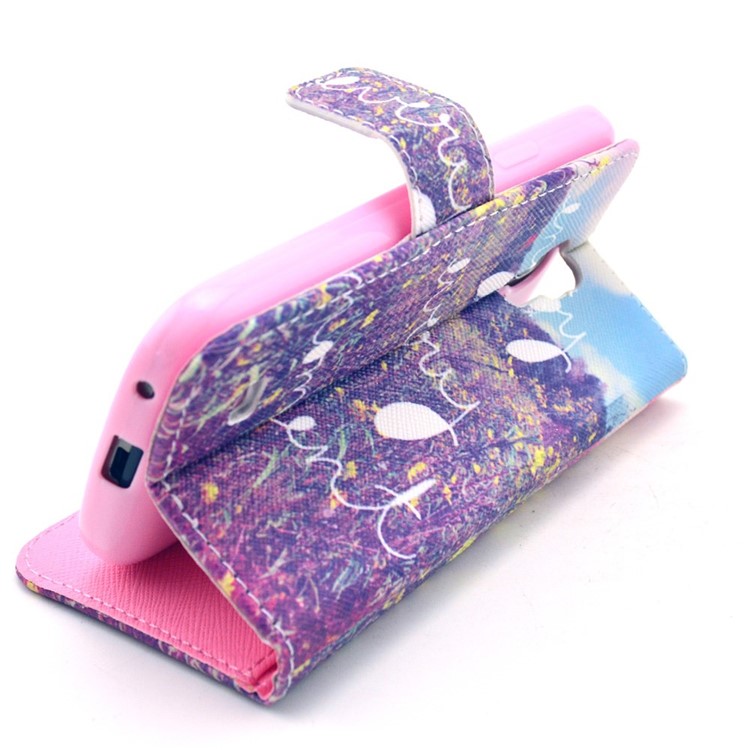 Flowers & Quote Pattern Flip Leather Wallet Stand Case Cover for Samsung Galaxy S4 mini-6