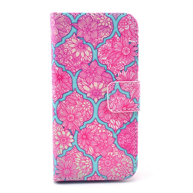 Pink Flowers Pattern Folio Magnetic Leather Wallet Stand Case Cover for Samsung Galaxy S4 mini-1