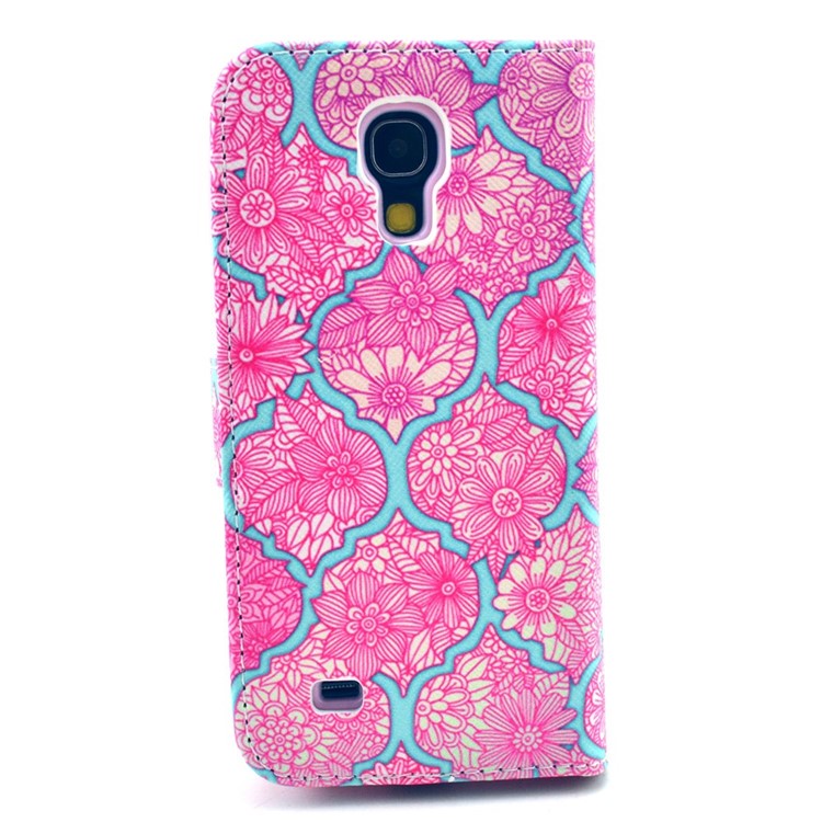 Pink Flowers Pattern Folio Magnetic Leather Wallet Stand Case Cover for Samsung Galaxy S4 mini-2