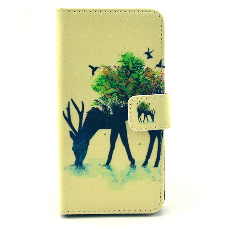 Wallet Leather Stand Case for Samsung Galaxy Alpha SM-G850F SM-G850A - Deer & Tree-1