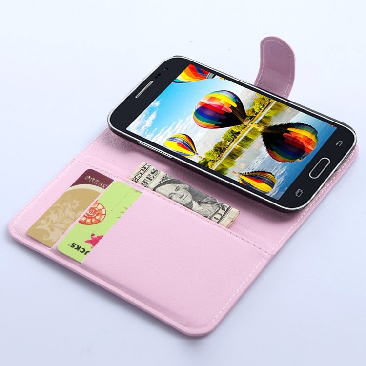 Lychee Grain PU Leather Stand Case for Samsung Core Prime SM-G360 - Pink-4