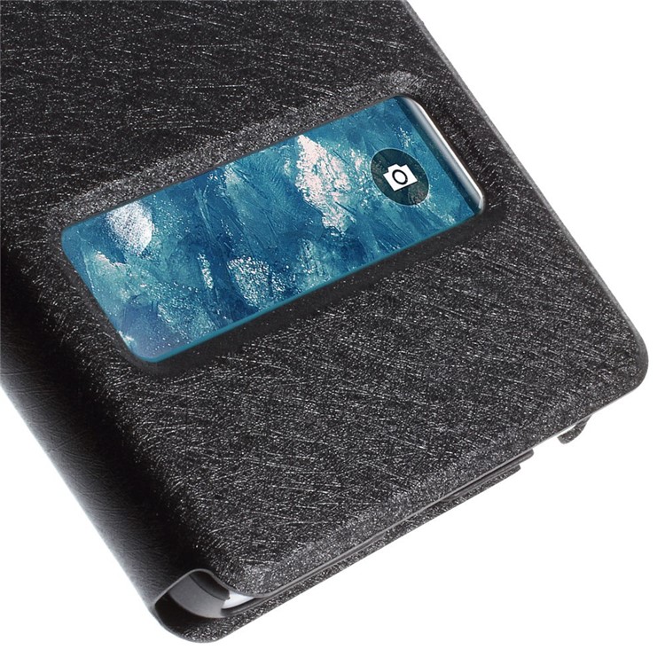 For Samsung Galaxy Note Edge N915A N915T Leather Case Silk Texture with Dual View Windows - Black-8