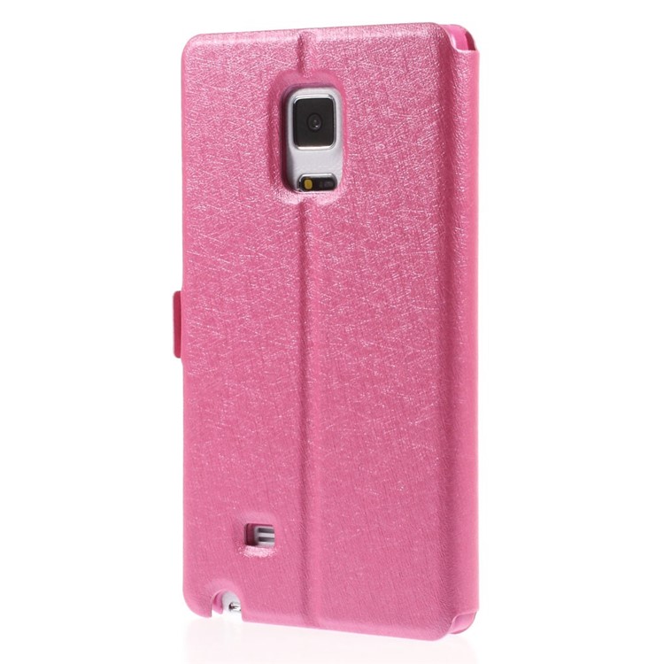 For Samsung Galaxy Note Edge N915A N915T Silk Texture Dual View Windows Leather Stand Cover - Rose-2