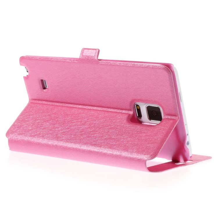 For Samsung Galaxy Note Edge N915A N915T Silk Texture Dual View Windows Leather Stand Cover - Rose-5