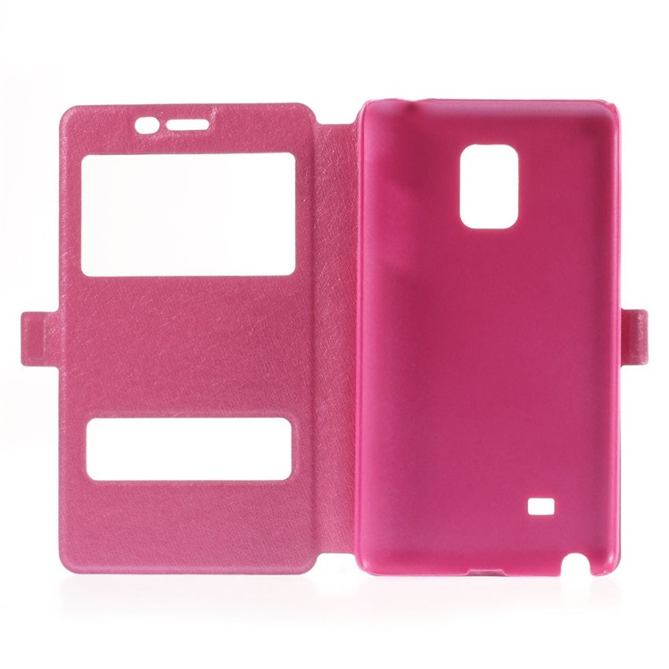 For Samsung Galaxy Note Edge N915A N915T Silk Texture Dual View Windows Leather Stand Cover - Rose-7