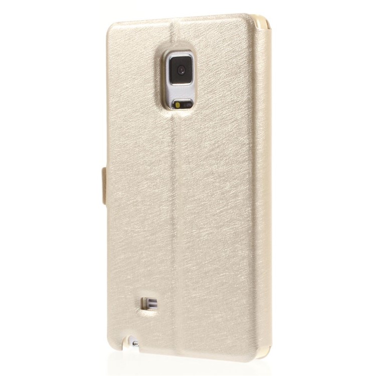 For Samsung Galaxy Note Edge N915A N915T Silk Texture Dual View Windows Leather Stand Shell - Champagne-2