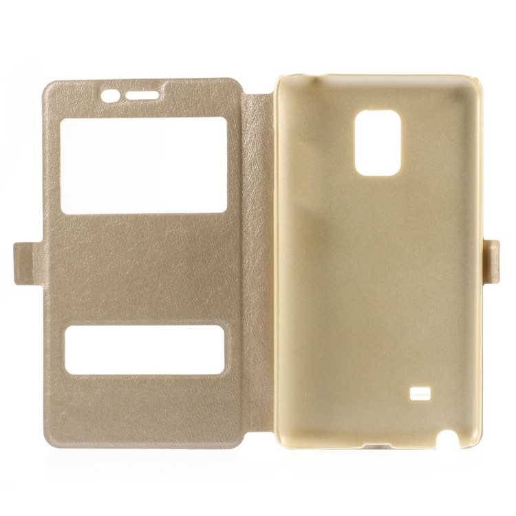 For Samsung Galaxy Note Edge N915A N915T Silk Texture Dual View Windows Leather Stand Shell - Champagne-7